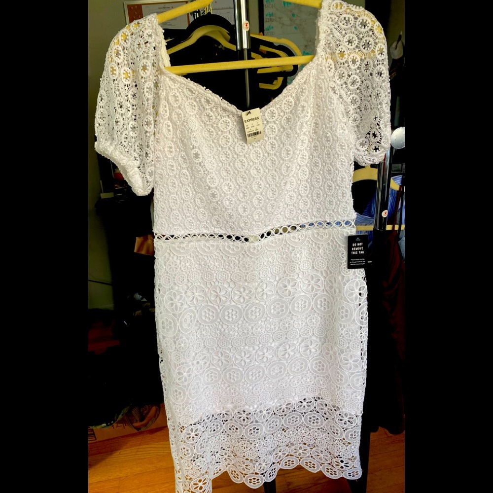 Express white lace midi dress